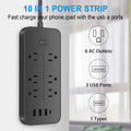 Indoor Extension Cord With Surge Protector Power Bar (4 USB Ports Included)